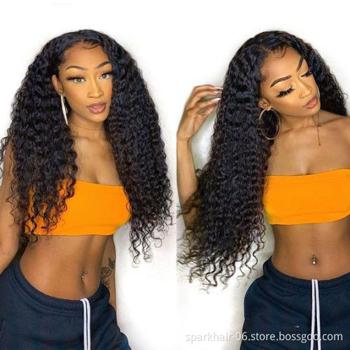 Hot Selling 8~40 inch 150% Density Human Hair wig Lace Front Indian Hair Natural Color Wigs with Kinky Curly Wave
